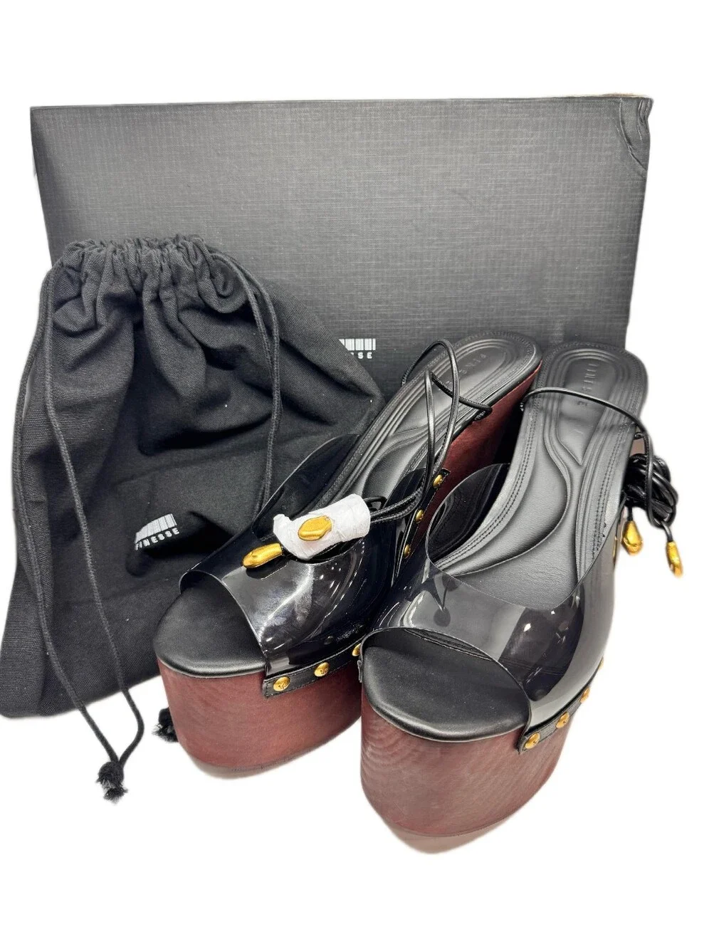 Finesse Arwa Black Perspex Wedges/Size11/NWB/MSRP $129